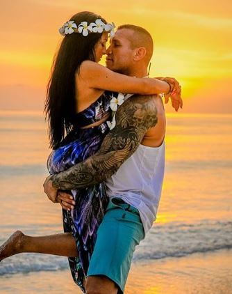 Kim Marie Kessler With Husband Randy Orton In Beach